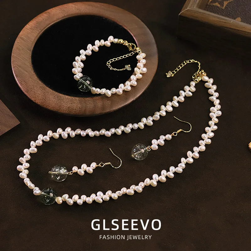 Natural Freshwater Pearl Glass Necklace Bracelet And Earring Set – A Versatile Jewelry