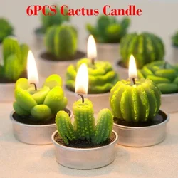 6pcs/set of Mini Cactus Candle Decorations for Holiday Party Wedding and Birthday Decorations