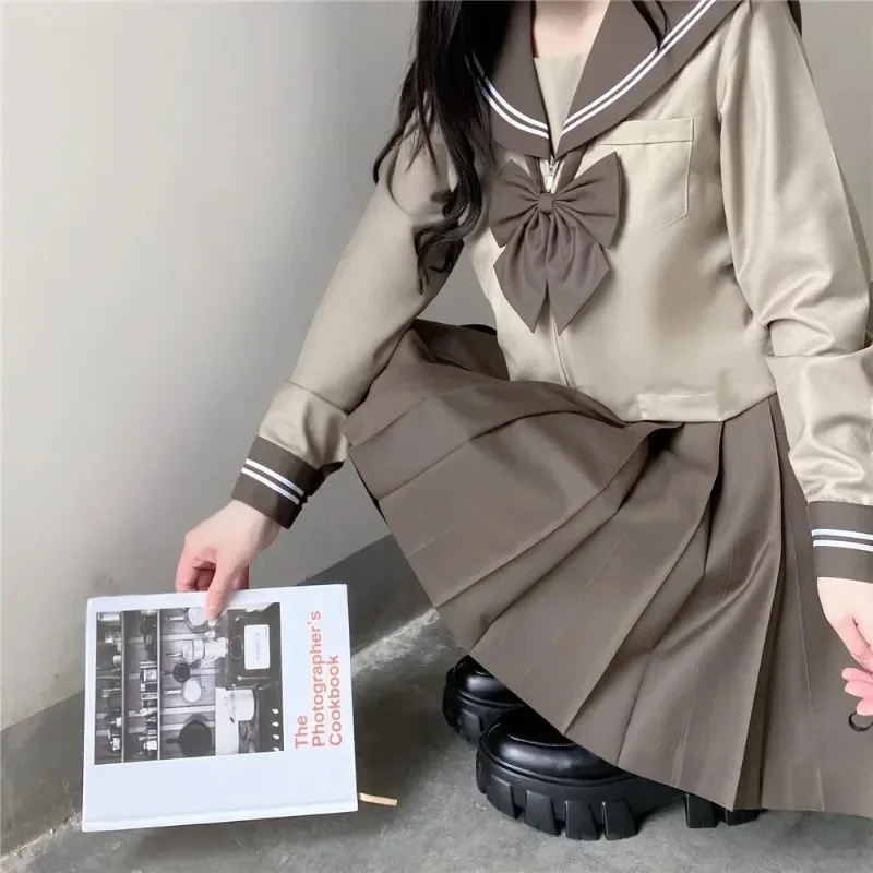

Girls' Japanese School Uniform JK Anime Cosplay Outfit Dark Brown Sailor Dress and Pleated Skirt Set Korean Fashion Costume 2025