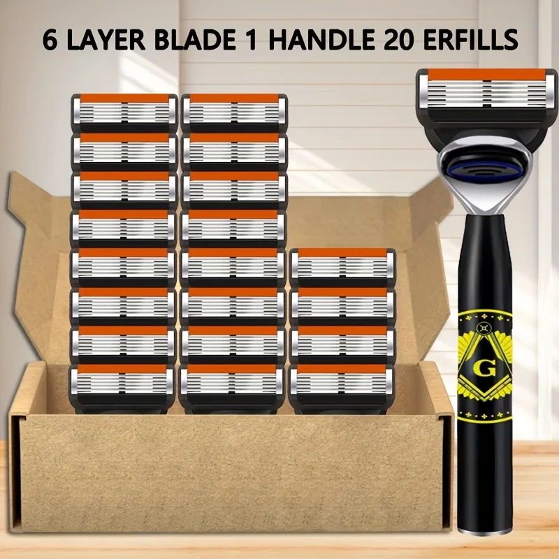 

6-layer manual men's shaver/replacement blade, manual shaver, washable, stainless steel hair removal tool