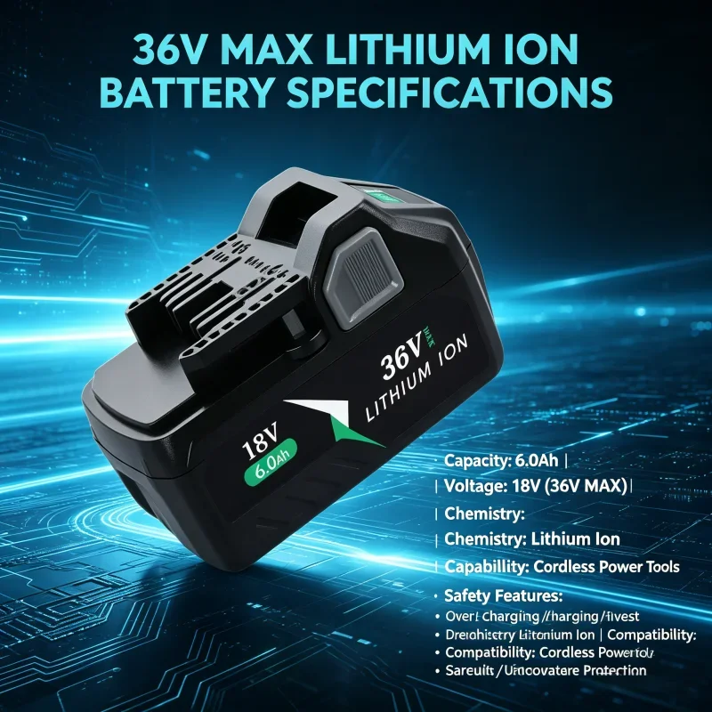 

For HiKOKI Hitachi 18V 36V MultiVolt 6.0Ah Li-ion Battery Compatible with Metabo HPT BSL36A18 BSL36B BSL1850 BSL1860 Power Tools