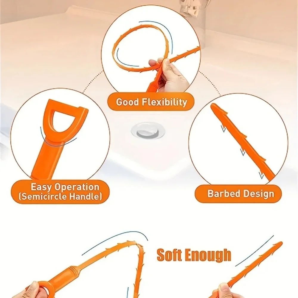 Drainage Blockage Remover Sink Snake Hair Clog Cleaner Sewer Tool for Bathroom Drainage Shower Garbage Unclog Instant Dredging