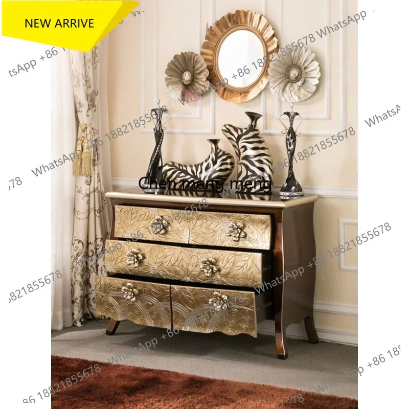 

AA182 Neoclassical six-chest cabinet living room hand-carved pattern locker light luxury cabinet