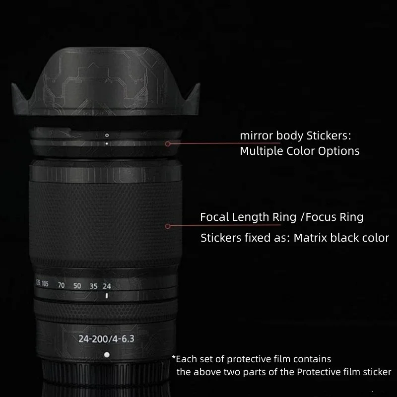 For Nikon Z 24-200mm F4-6.3 VR Lens Sticker Advanced Protection Skin Z24-200 Lens Body Protective Anti-Scratch Decal Skin