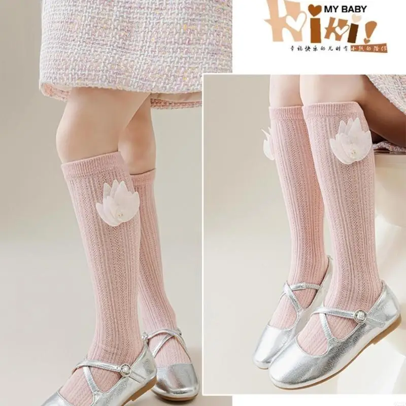

Q22D Cotton Thigh High Socks Over the Knee Highs Little Girl Knee High Socks Breathable Fashion Stockings Over Calf Stockings