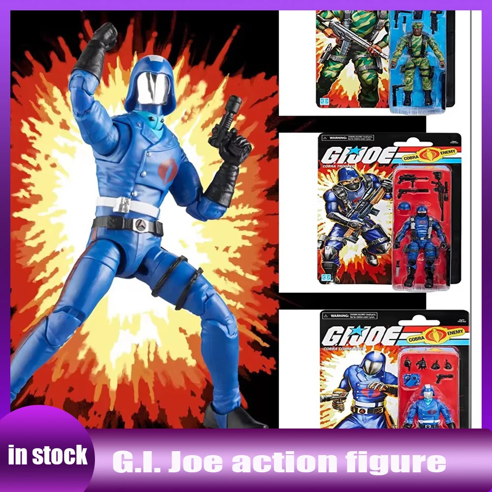 G.I. Joe Classified Series Retro Cardback Sgt. Stalker/ Cobra Commander/ Cobra Trooper 6-Inch Action Figure Toy Christmas Gifts