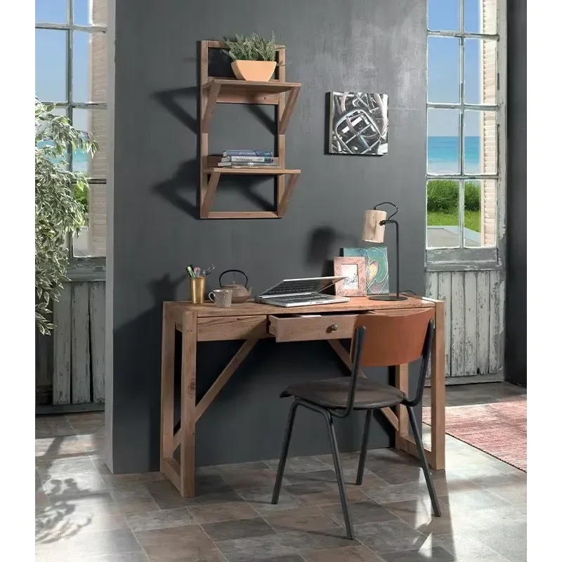 Reclaimed Wood Computer Desk Study Writing Table for Home Office Simple Style