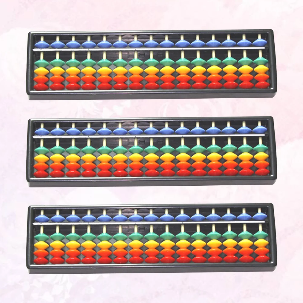 Boulier coloré à 15 chiffres pour enfants, outil arithmétique en plastique léger, apprentissage Portable, jeu de cerveau éducatif, 3 pièces