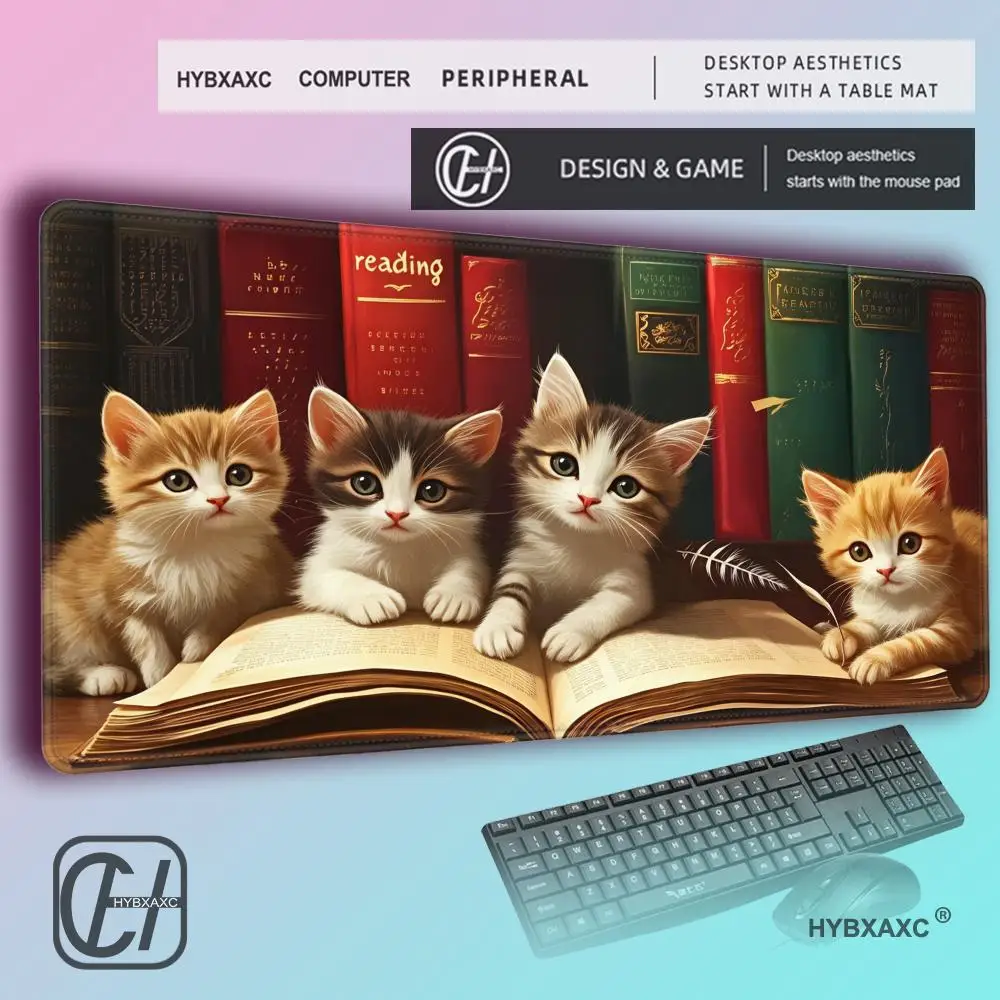 HYBXAXC Cute Orange Cat Mouse Pad Non-Slip Soft Rubber Desk Mat for Gaming Office Decor Gift