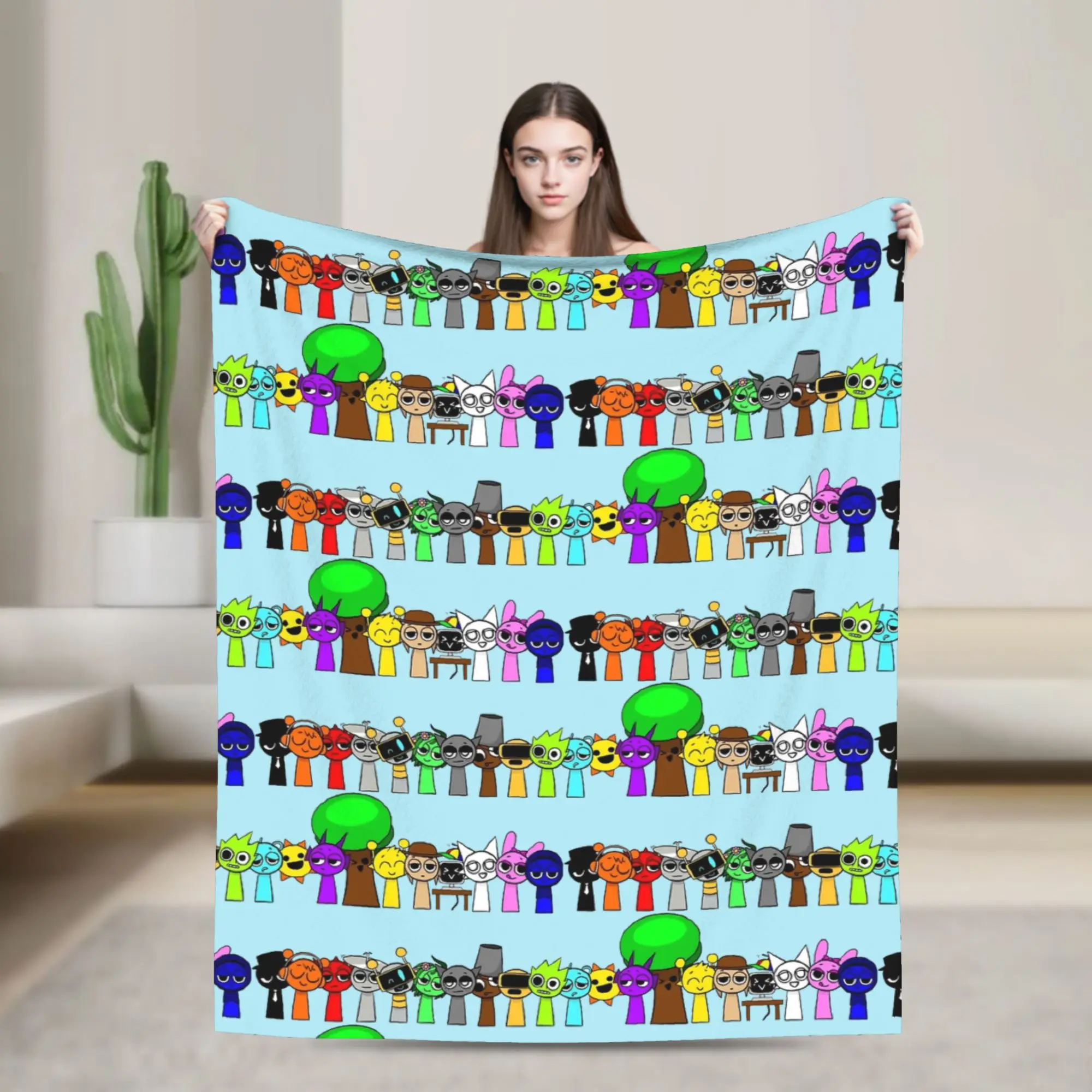 

Одеяло Incredibox Sprunki, фланелевое весенне-осеннее одеяло с изображением ужасов, дышащие теплые пледы для дома, улицы, плюшевое тонкое одеяло