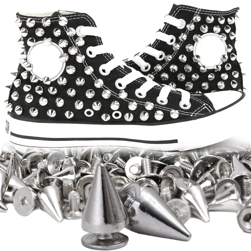 50 Sets Metal Punk Sharp Warhead Screw Rivets Studs DIY Crafts Leather Belt Head Clothing Rivets Spikes Decor Nail Buckles