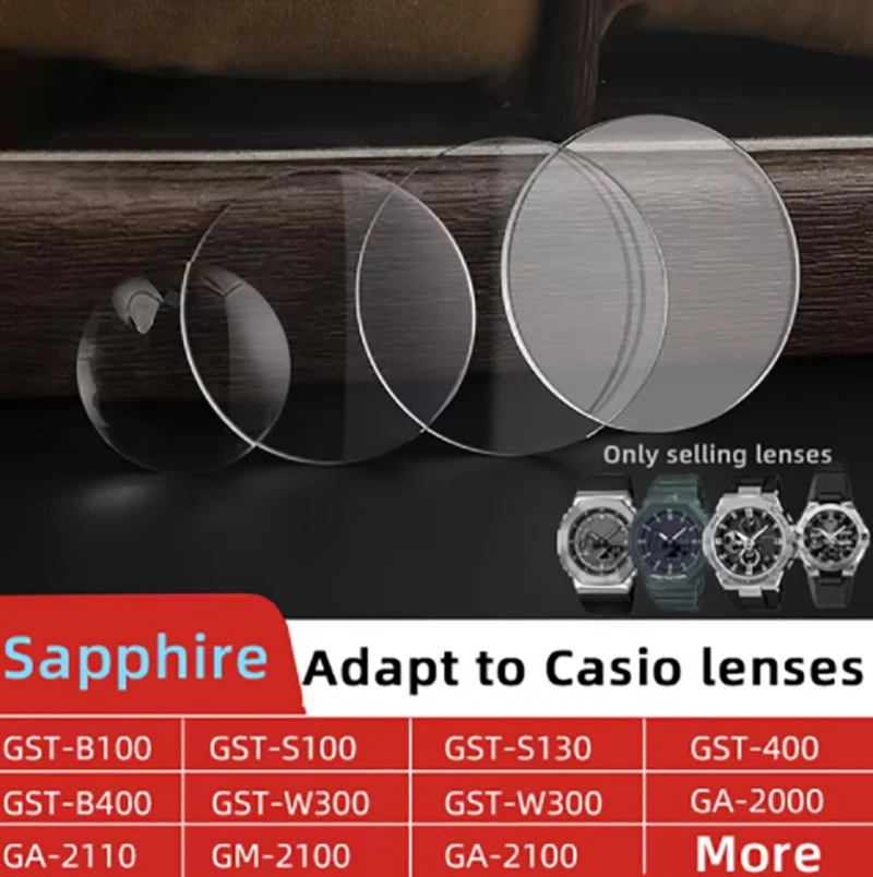 GST-B100 Sapphire Glass Mirror for Casio Steel Heart GST-B400/S140/W300 GST B100 Dial Mask Watch Mirror Mineral Glass Lens