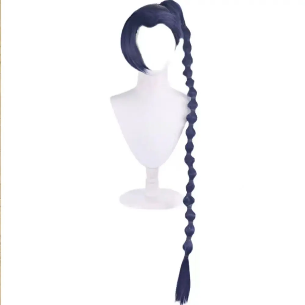Cosplay pruik, Assassin Wu Liuqi, pruimenbloesem dertien, zwarte en blauwe stijl, afneembare paardenstaart