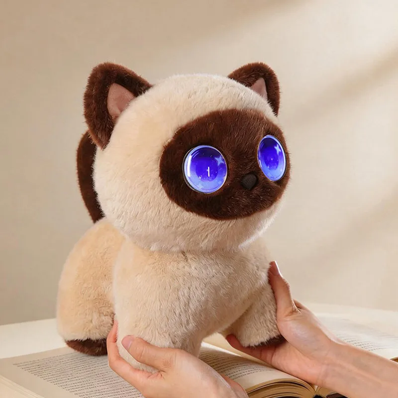 Ai Smart Kitty Plush Doll Interactive Chatting Cat Touch‑sensing Wagging Tail Companion Christmas Gift Desktop Ornament Decort