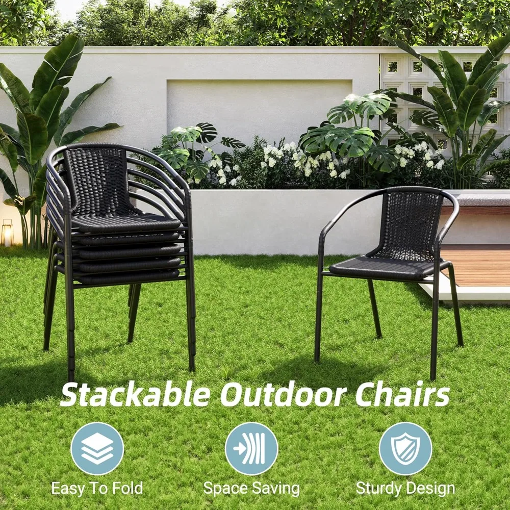 Outdoor Dining Chairs Set of 6, Stackable Outdoor Patio Chairs, Rattan Patio Dining Chair, Customized