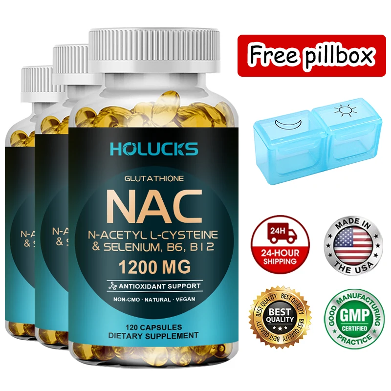 

NAC Glutathione Capsules Supplement, Liver Detox & Antioxidant Care, Anti-Aging, Support Skin Hair Nails, Immune Boost