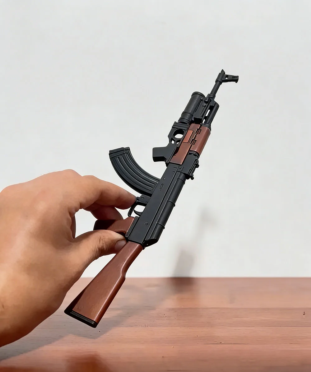 

Масштабная модель АК-47 (1:6) с гранатометом ГП-25, 3D-печать, с раздвижным затвором и съемным магазином, для демонстрации с фигурками.