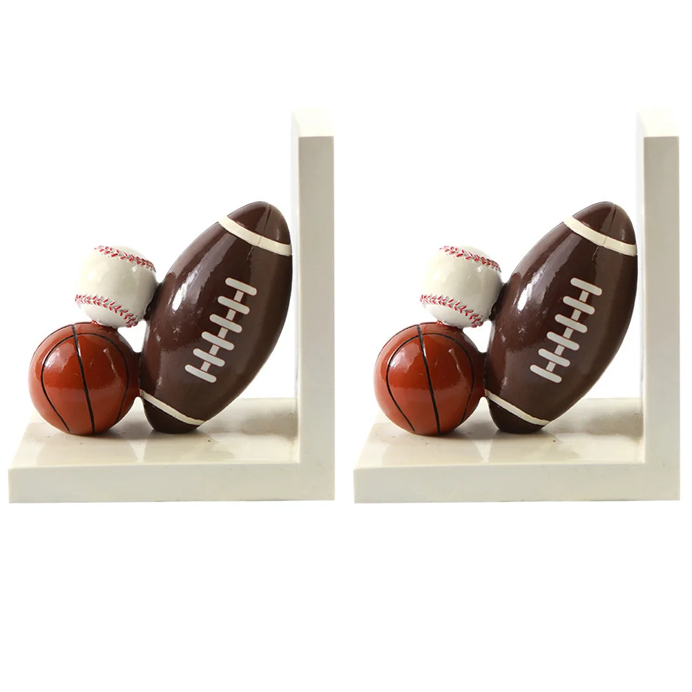 2 Piece Resin Rugby Bookend Set Creative Cartoon Football Document ganizer for Study Bedroom Office Home Cafe Bookshelf Storage