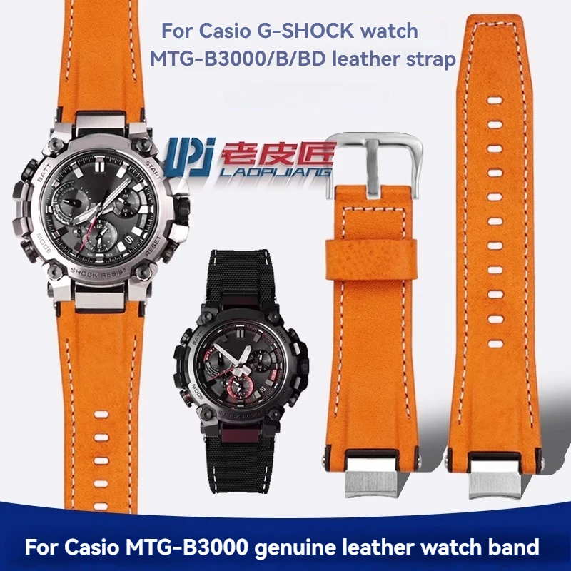 

For Casio G-SHOCK MTG-B3000 MTG B3000 Modified Nylon Leather Watch Strap Male Bracelet Quick Release Steel Linker Watchband