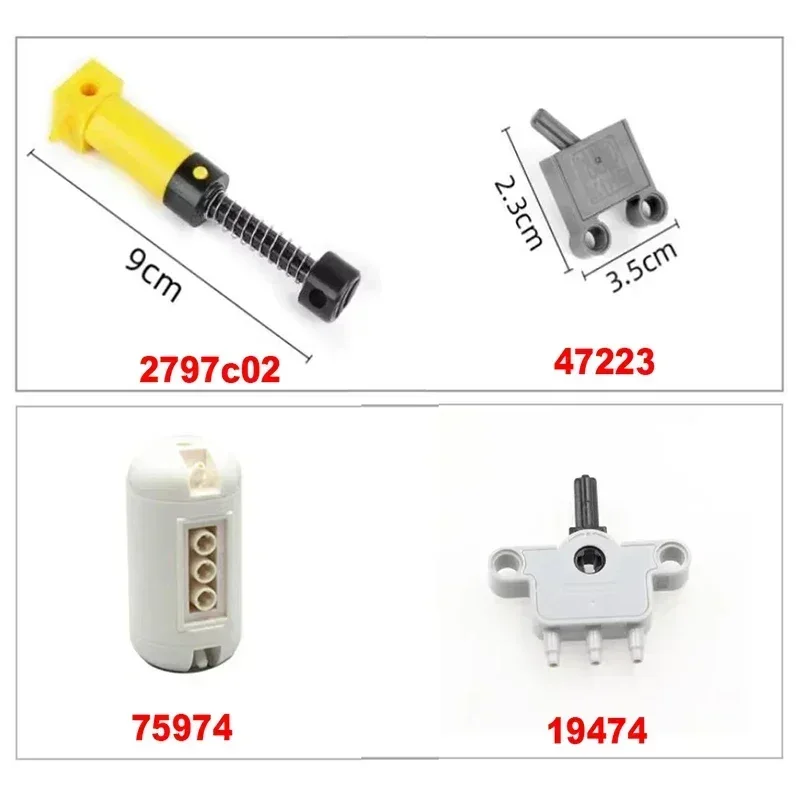 MOC Pneumatic Kits Technical Parts Cylinders Air Pump Push Rod Switch Piston Air Pipe Air Building Blocks 47225 19478 4697 8800
