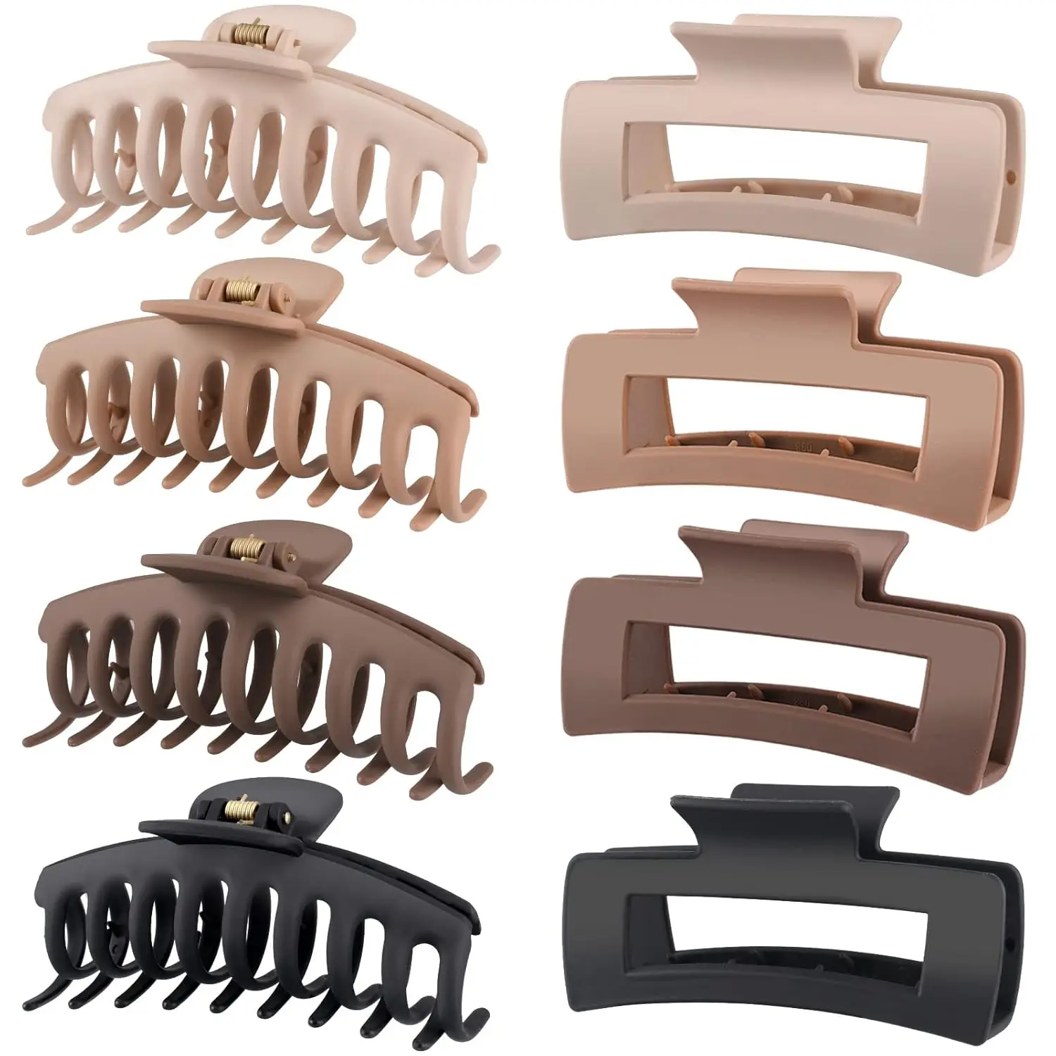 

Large Matte Hair Claw Clips for Women, Strong Hold for Thin to Thick Curly Hair, Neutral Colors