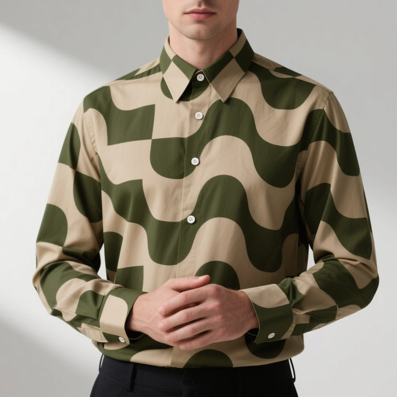 Men's French Irregular Graphic Printed Shirt Long Sleeve Lapel Simple Business Casual Party Top Outdoor Vacation Shirt