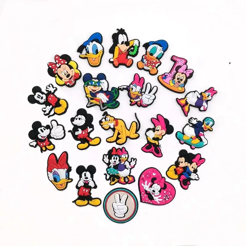 1Pcs Disney Mickey Minnie DIY Cartoon Shoe Buckle Wholesale Anime Figure  Accessories Charms Jibz Slippers Decorations Gift