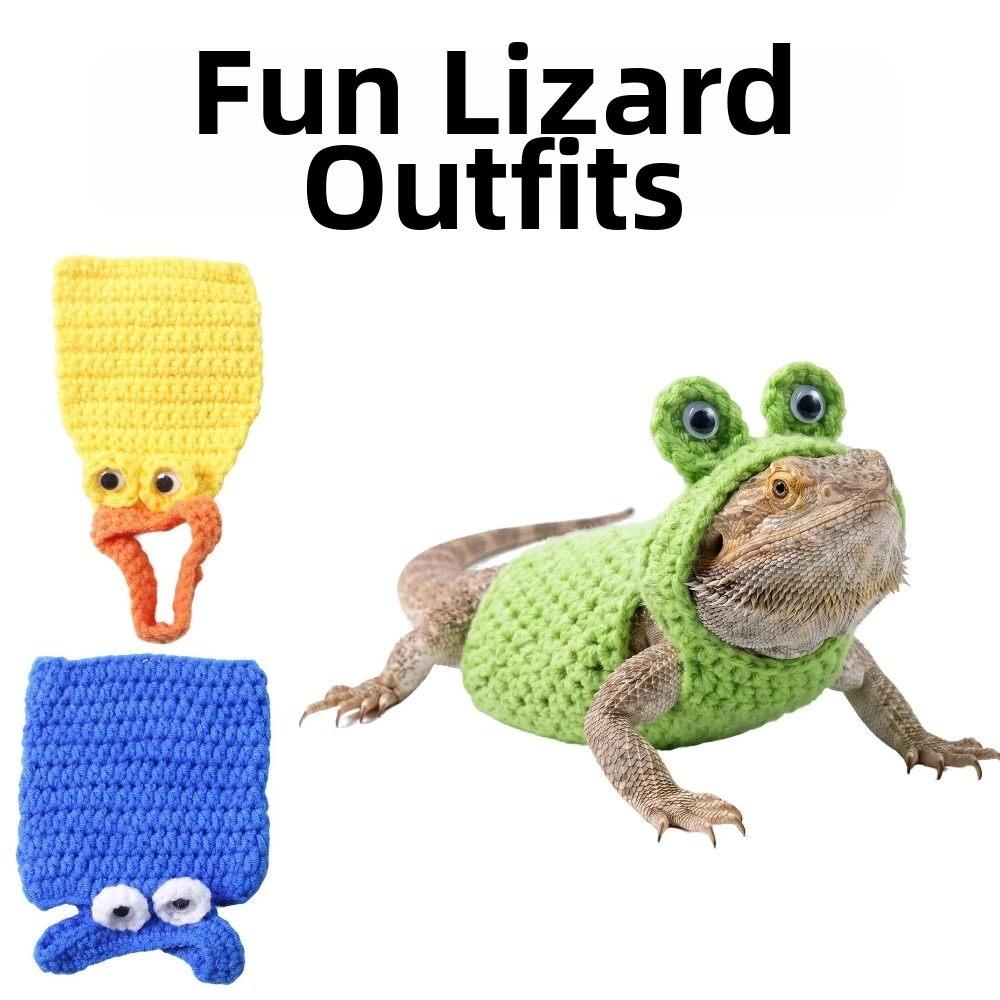 Fashion Cute Lizard Transformation Dress Flexible Fit Handmade Lizard Knitted Sweater Warm Funny Small Pet Costumes Pet Lizard