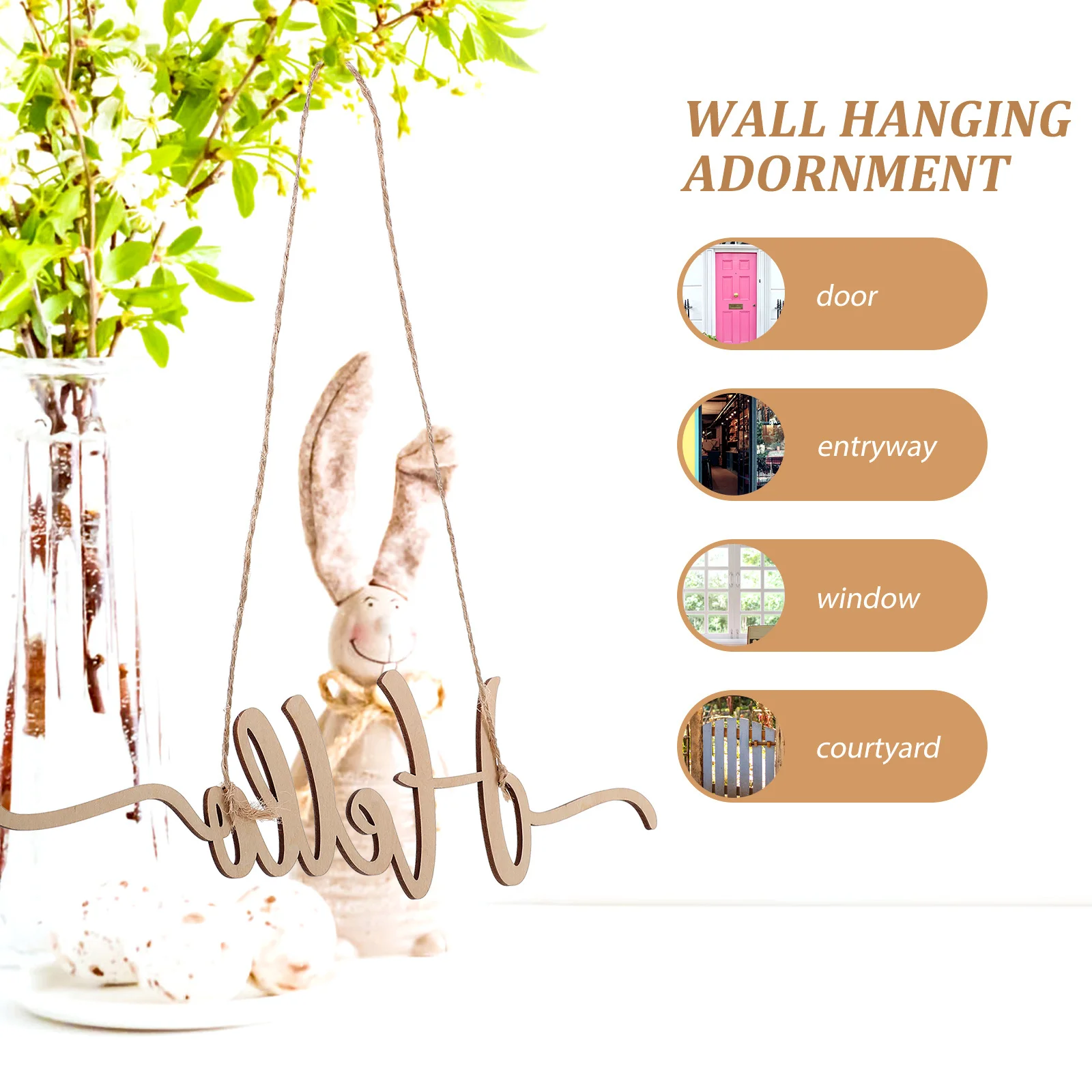 

Wooden Hanging Plaque Rustic Front Door Welcome Sign Porch Decor Farmhouse Decorative Wall Art Ornament