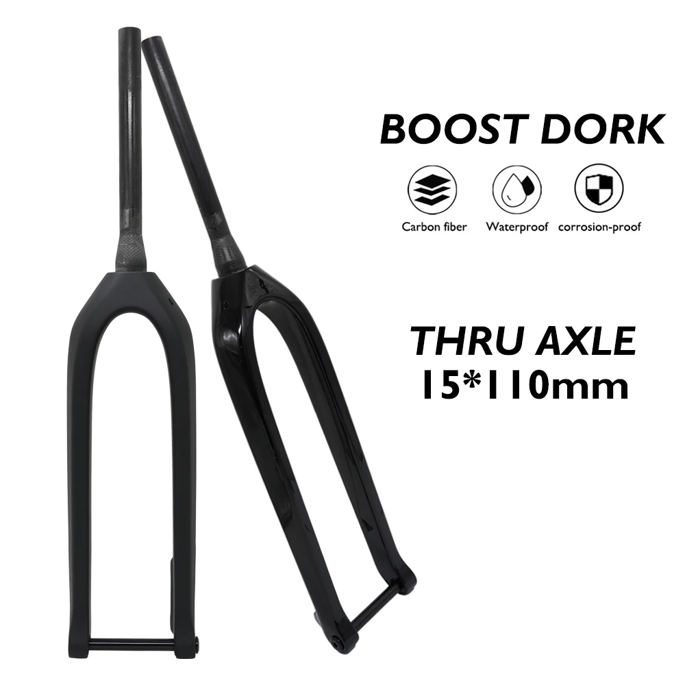 

Карбоновая велосипедная вилка Boost T1000, 26/27.5/29 дюймов, диаметр штока 28.6 мм, длина 300 мм, ось под сквозную втулку 110 мм, матовая отделка