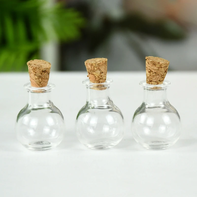 10pcs Glass Bottles Miniature Potion Bottle Mini Cork Stopper Drifting Wishing Bottle for Wedding Home Decoration Mini Container