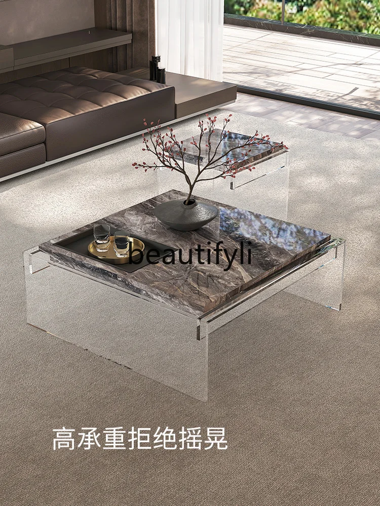 

Coffee Table Light Luxury High-End Acrylic Creative Modern High-End Luxury Stone Combination Coffee Table