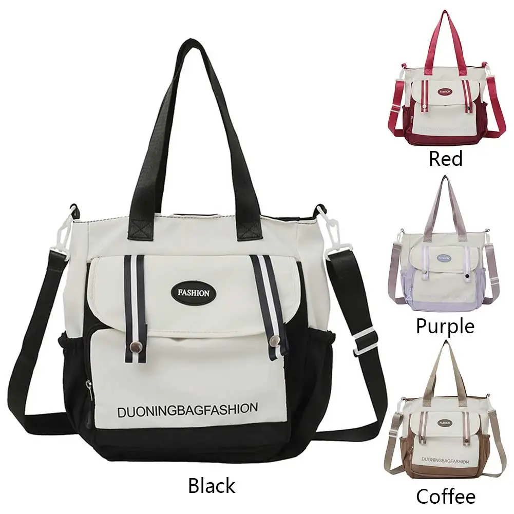 Bolsa escolar Colorblock para meninas e mulheres adolescentes, grande capacidade, bolsa casual, alça superior, estudantes