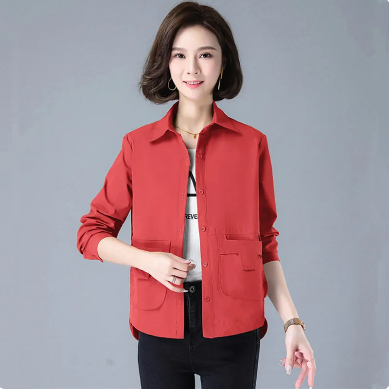 UHYTGF Jacket Women Korean Style Women's Clothes 2023 Thin Spring Summer Shirt Coat Female Short 4XL Large Size Outerwear 2630