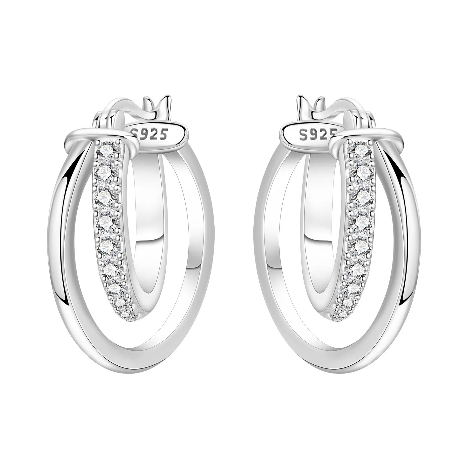 

Orstarry Original 925 Sterling Silver Simple Crossed Double Ring Earrings Women Ear Studs Hoop Earring Anniversary Jewelry Gifts