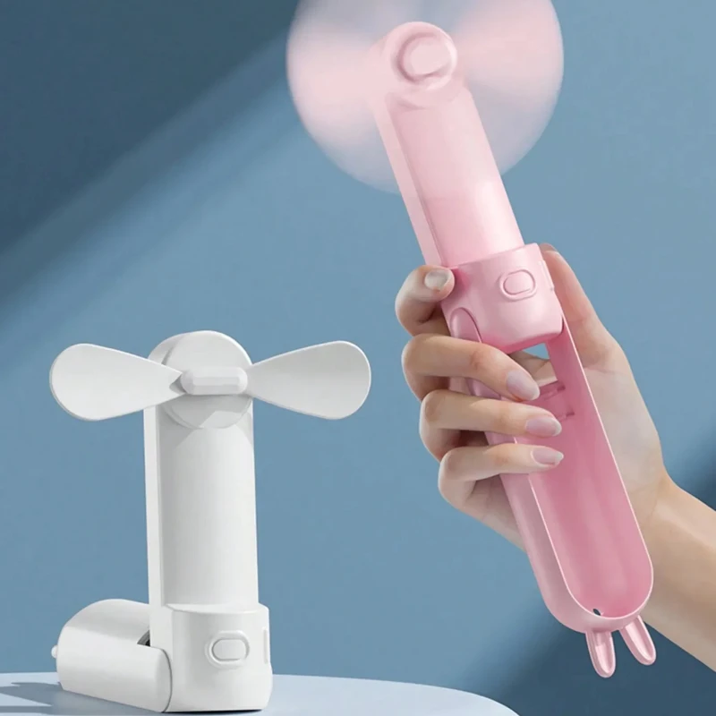 1개 휴대용 선풍기 충전식 미니 휴대용 만화 USB 소형 선풍기 선물 데스크탑에 놓을 수 있는 휴대용 소형 선풍기