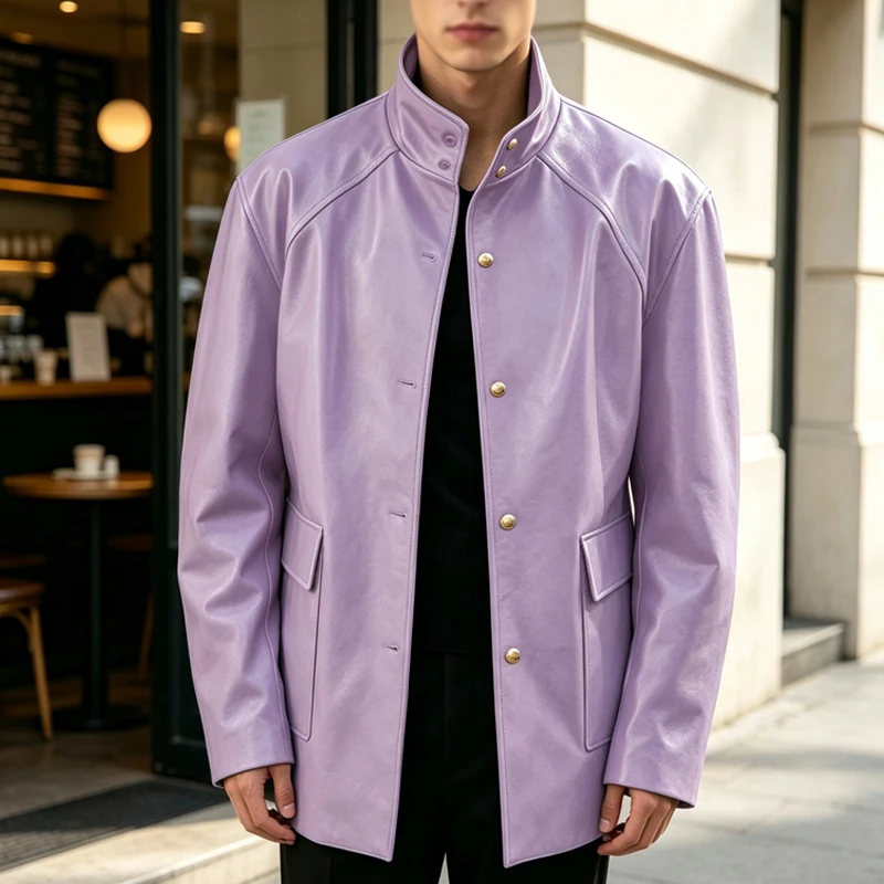 luxury-men's-pu-leather-jacket-stand-collar-gold-button-loose-blazer-business-casual-for-spring-autumn-daily-wear-outerwear