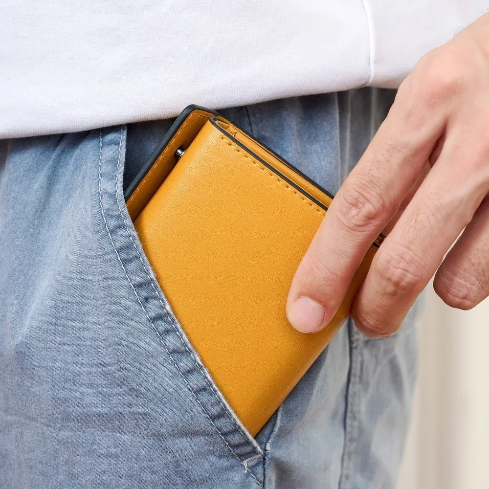 PU Leather Business Short Wallet Ultra-Thin Design Solid Color Tri-fold Card Holder Multi-slot Design Snap Closure Coin Purse