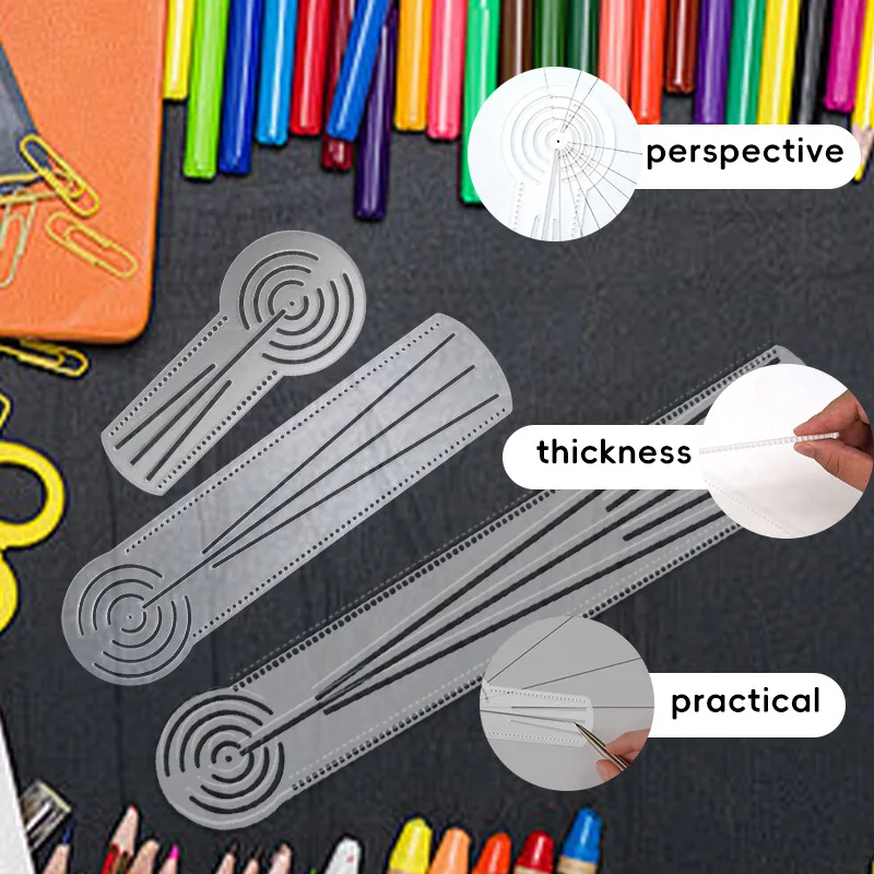 1/ 2/ 3pcs Ruler 3-in-1 Compass + Protractor + Ruler, Dot Tool for Intricate Art Designs, Stencil for Art, Multifunctional Paint