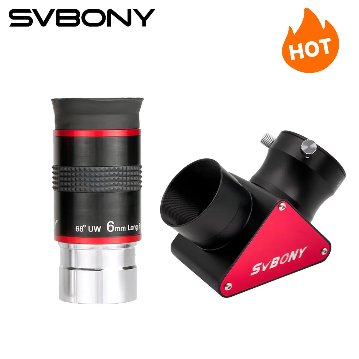Svbony telescópio ocular 1.25 "68 graus uwa 6mm + SV188P zenith espelho telescópio acessórios conjunto para telescópio astronômico