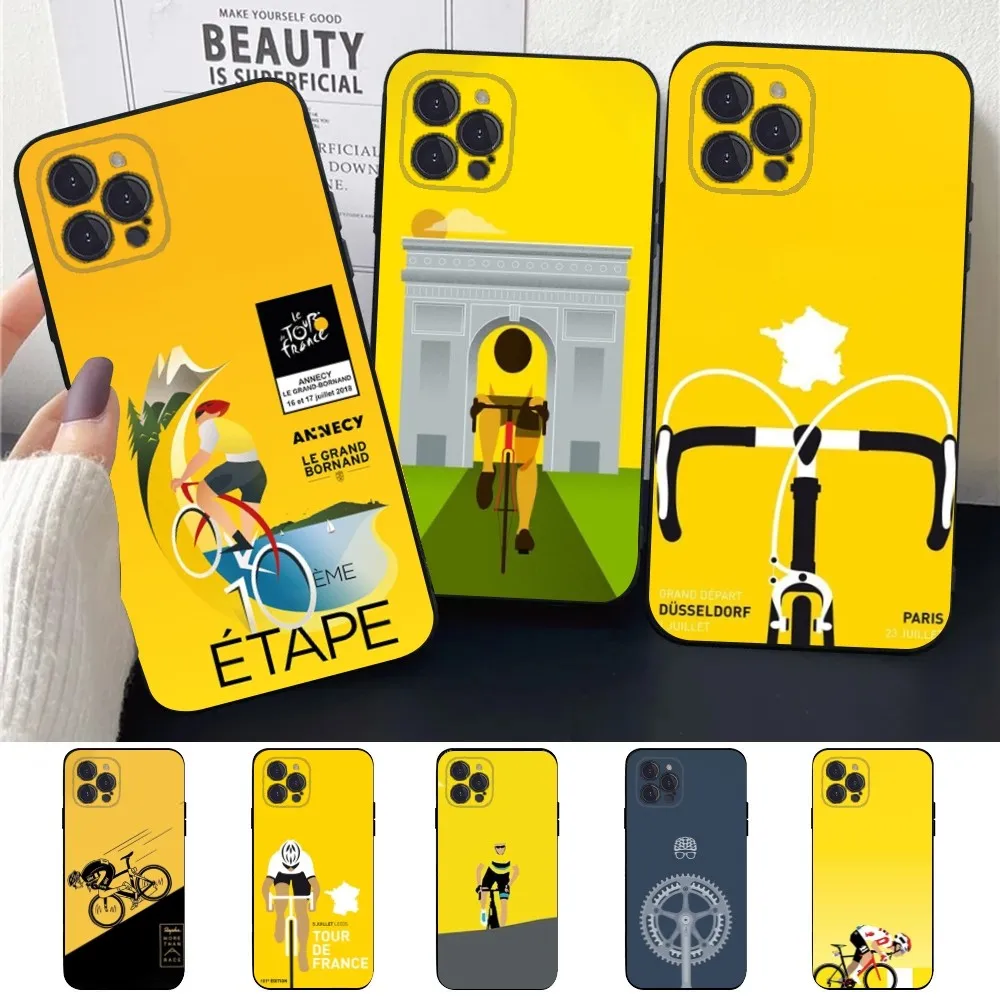 Hot T-TOUR-DE -FRANCE Phone Case For Apple iPhone 15,14,13,12,11,XS,XR,X,8,7,Pro,Max,Plus,mini Silicone Black Cover