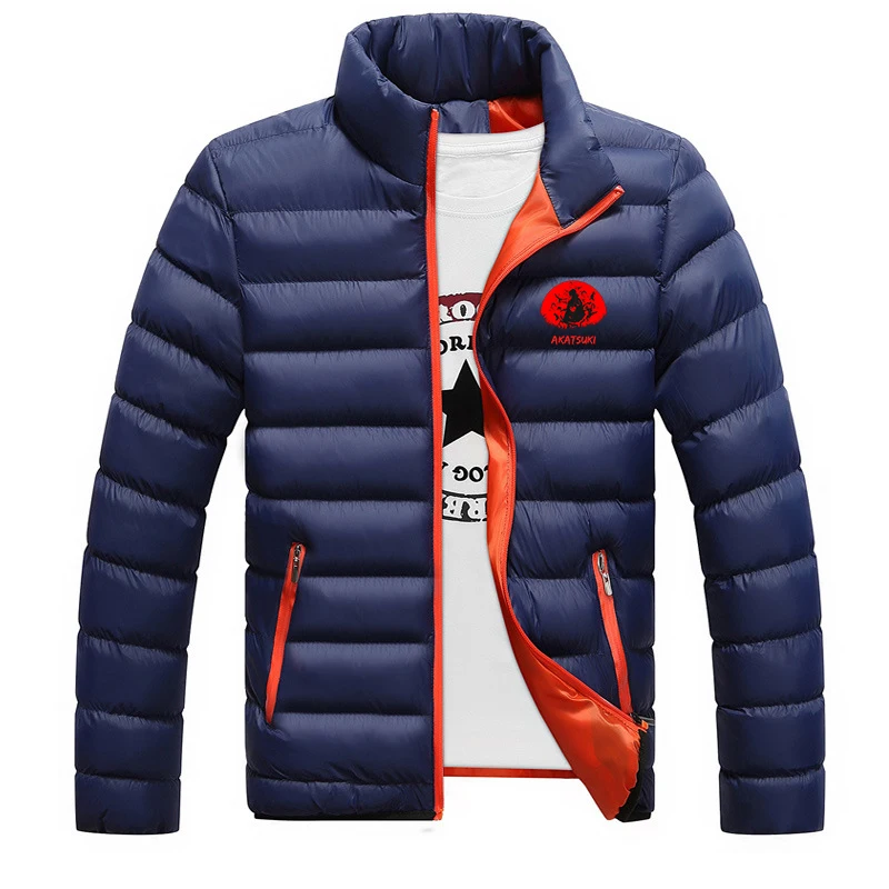 2026 Naruto Anime Uchiha Itachi Print Autumn Winter Men's New Casual Stand Collar Windproof Warm Four-color Cotton Padded Jacket