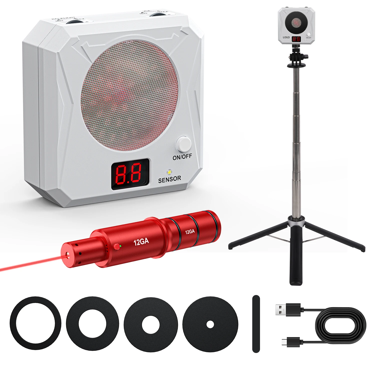 

12GA dual-purpose training calibrator, infrared electronic scoring laser target, with electronic target holder