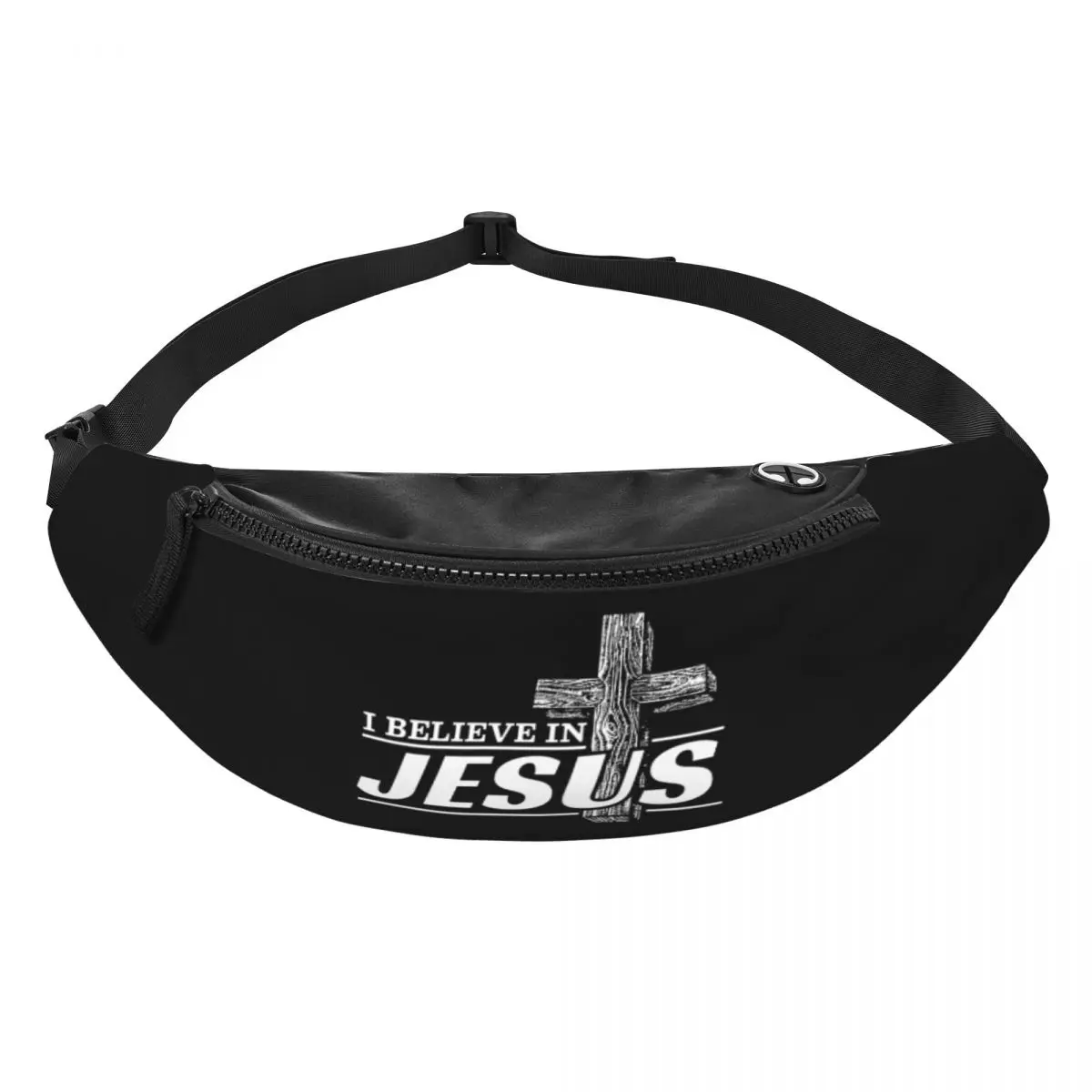 Christ I Believe In Jesus Fanny Pack Women Men Cool Cristianity Faith Crossbody Waist Bag for Hiking Phone Money Pouch