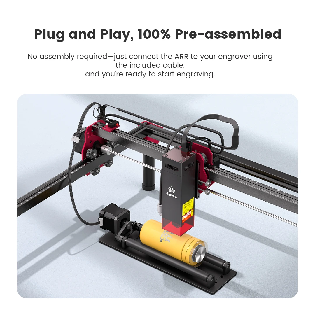 AlgoLaser Laser Engraver Y-axis Rotary Roller / Chuck 4 in-1 Ideal for Engraving On Both Regular Irregular Cylindrical Objects