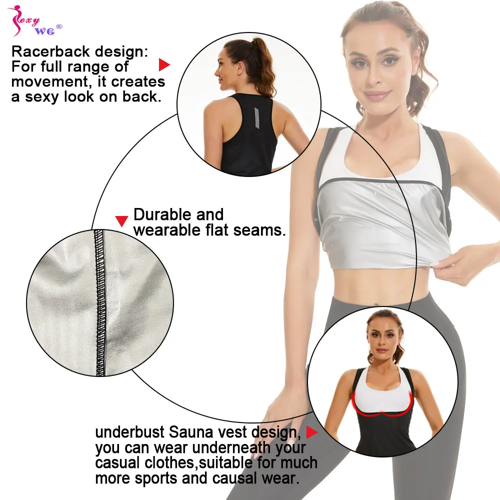 SEXYWG Sauna Vest for Women Weight Loss Top Sweat Sportwear Slimming Top Fitness Body Shaper Fat Burning Workout Sport Gym