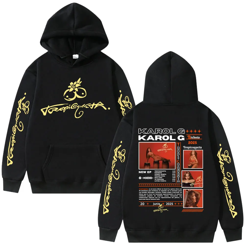 

Karol G Tropicoqueta 2025 Hoodie Men Women Clothing Casual Cotton Oversized Sweatshirt Unisex Hip Hop Art Aesthetic Streetwear