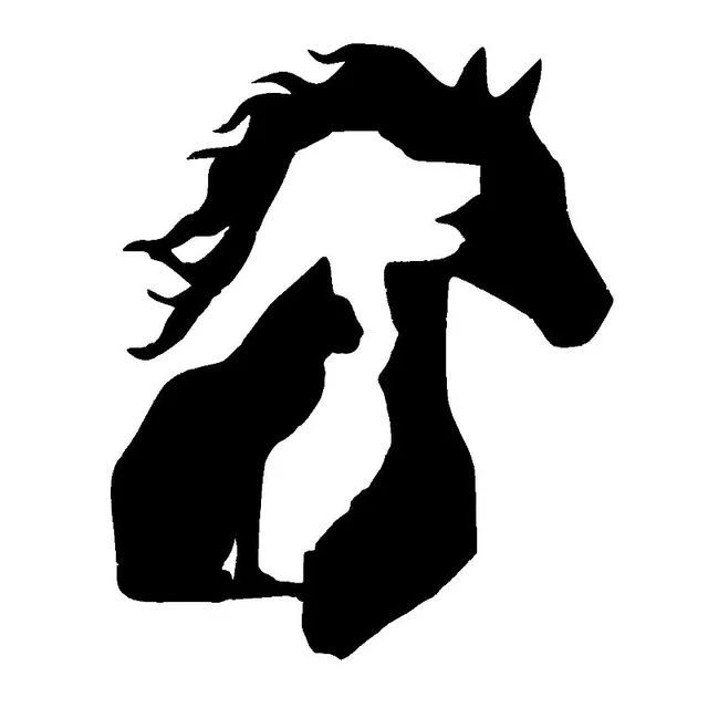 

12.5*15.3CM ANIMAL LOVER Horse Dog Cat Car Sticker Vinyl Decal Funny Cartoon Car Accessories