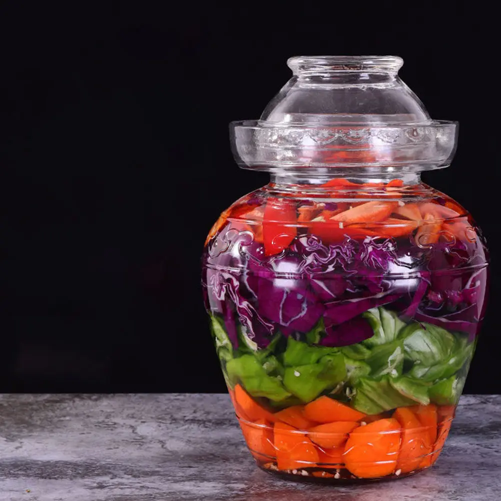 

Transparent Glass Pickle Jar Sealing Pickle Container for Home Hotel Dorm Kitchen Food Store Restaurant Pickling Fermenting