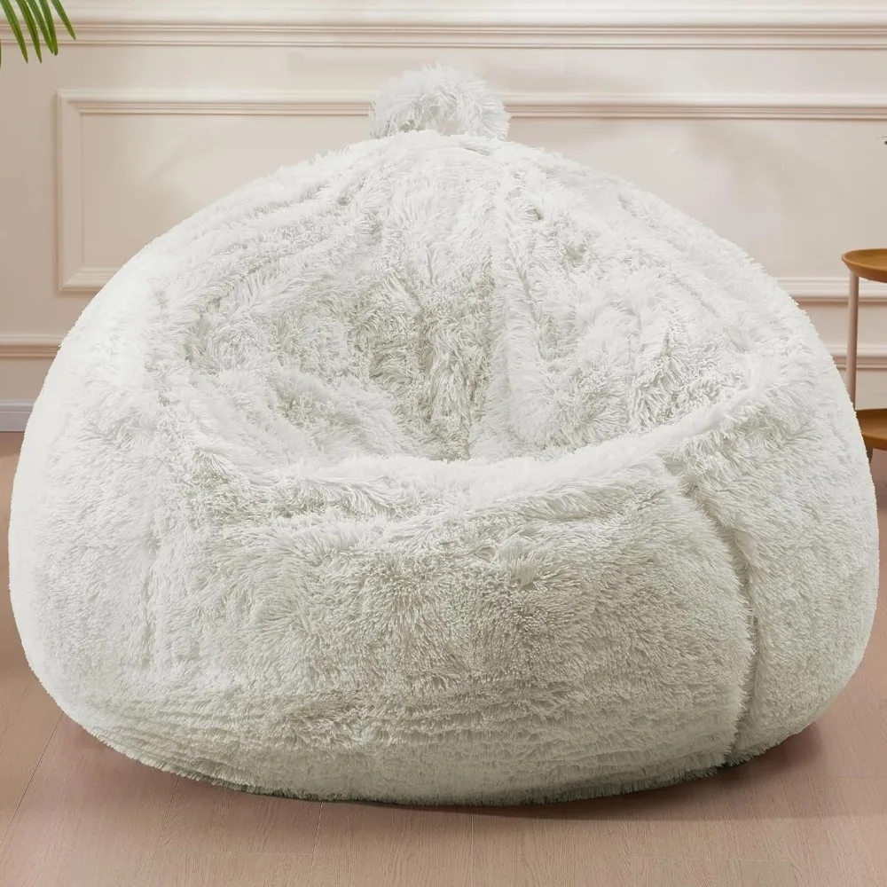 Comfy Soft Fluffy Lazy Sofa Cover Large Size Cozy Cushion Cover Round Colorful Beanbag Sofa Cover Bedroom